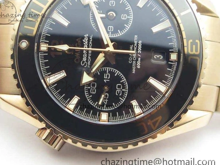 0517 Seamaster Pro Chrono RG Best Edition Black Ceramic Black Dial On RG Bracelet A ComfortFit 8130